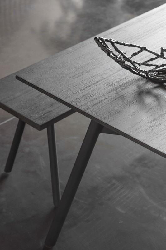 Szary stół do jadalni drewniany Ascott 180x90 cm akacja cztery nogi