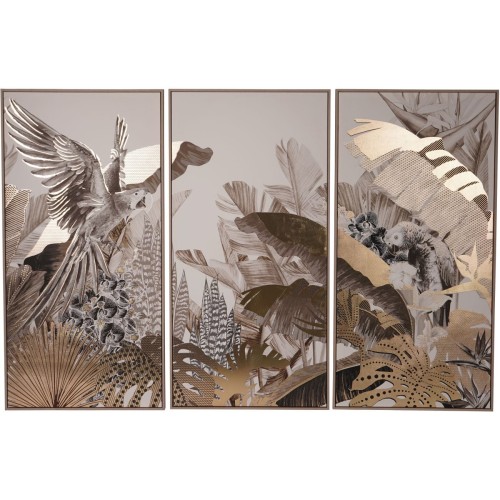 Nowoczesny obraz trzy panele Tropic 140x70 cm złota folia
