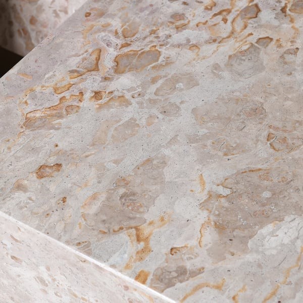 Nowoczesny stolik modułowy kawowy Esher Marble 122,5 cm prostokątny blat złoty metal
