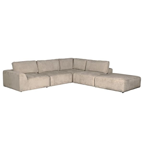Beżowy narożnik sofa modułowa sztruks velvet pięć elementów