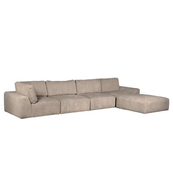 Beżowy narożnik sofa modułowa sztruks velvet pięć elementów