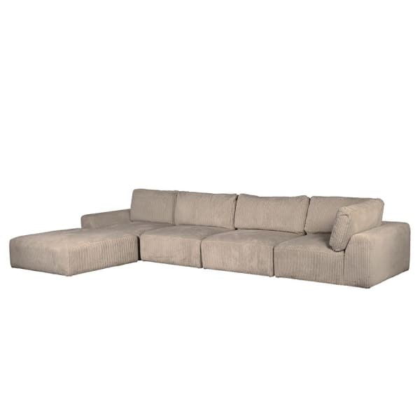 Beżowy narożnik sofa modułowa sztruks velvet pięć elementów