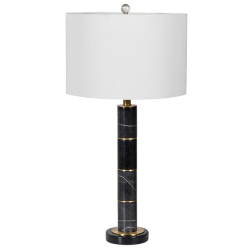 Lampa stołowa Montpelier 75 cm czarny marmur złote detale białe abażur 