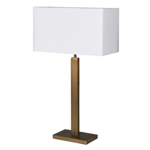 Lampa stołowa Brook S 68 cm złota żelazna podstawa biały abażur lniany