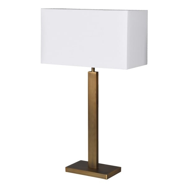 Lampa stołowa Brook S 68 cm złota żelazna podstawa biały abażur lniany