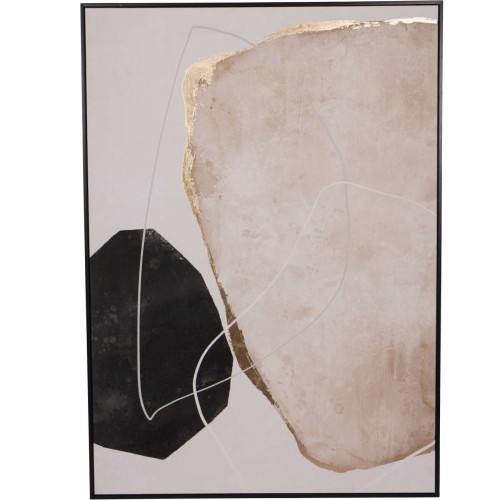 Obraz abstrakcyjny Chesham 140 × 100 cm beż, czerń i złoto