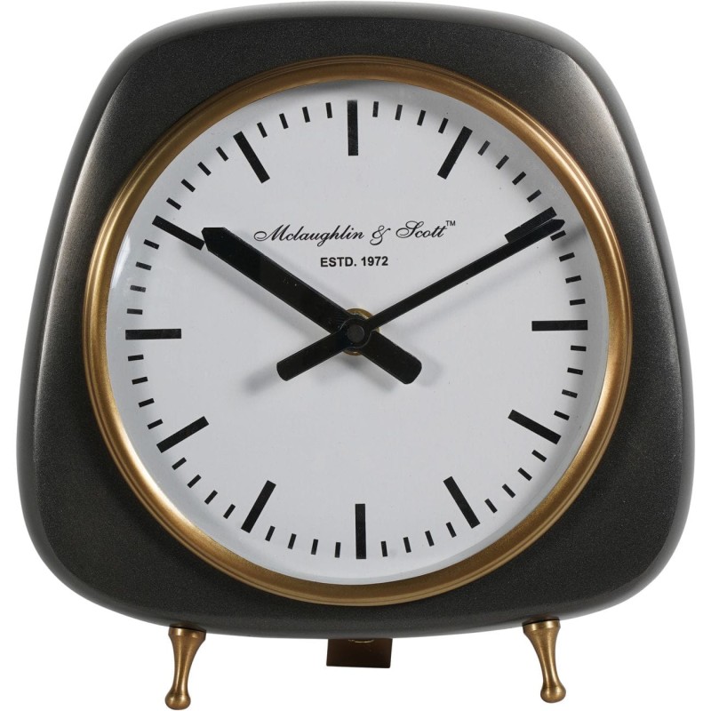 Zegar nablatowy Mid-Century 20 cm styl retro czerń i mosiądz