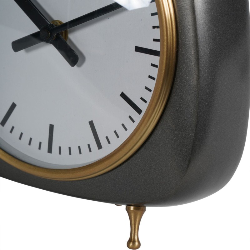 Zegar nablatowy Mid-Century 20 cm styl retro czerń i mosiądz