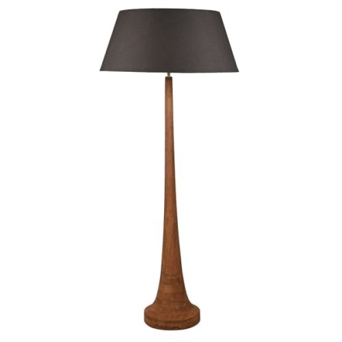 Lampa Podłogowa Wooden Fiador 162 cm drewno mango czarny bawełniany abażur 