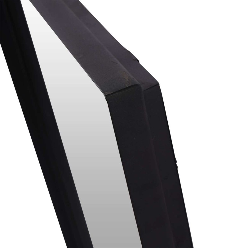 Prostokątne czarne lustro wiszące Ascott 100x76 cm rama z drewna akacji