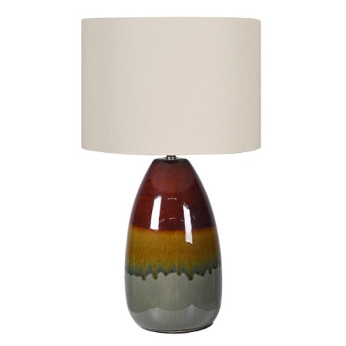 Lampa stołowa Colours Glaze 61 cm żelazna podstawa z lnianym abażurem