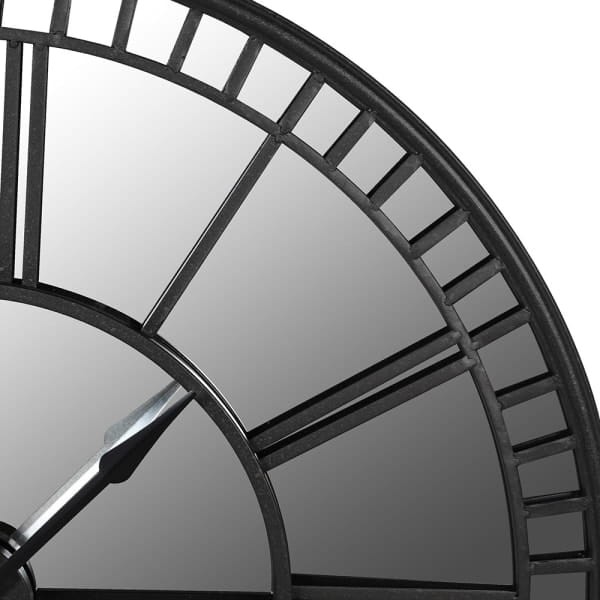 Lustrzany zegar Caroline Oversized 106 cm średnicy czarna rama żelazo