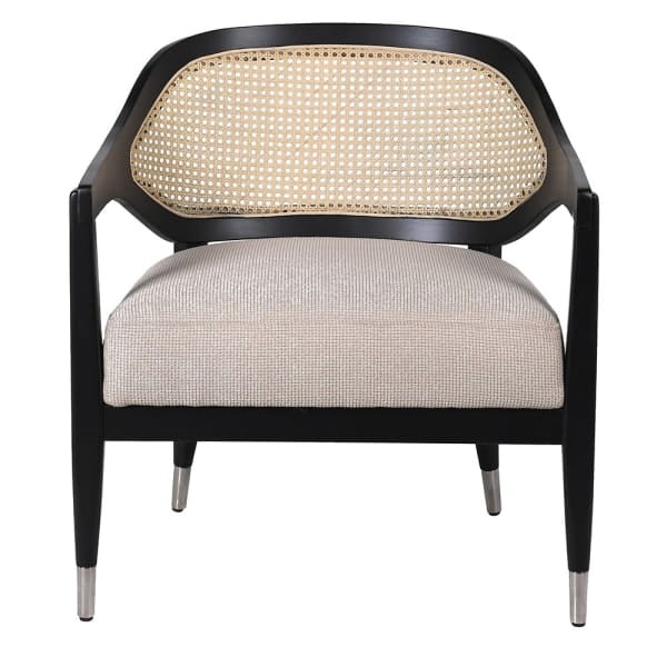 Fotel do salonu Chelsea Black 73 cm rattan plecionka wiedeńska
