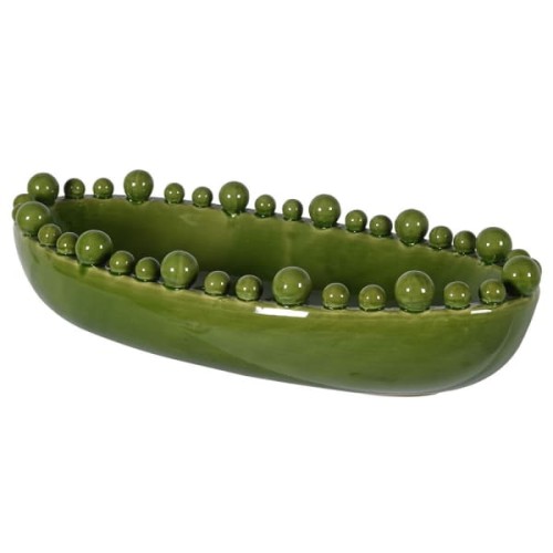 Misa Bubble Oval green ceramika 58 cm zielona dekoracyjna misa zdobione krawędzie 