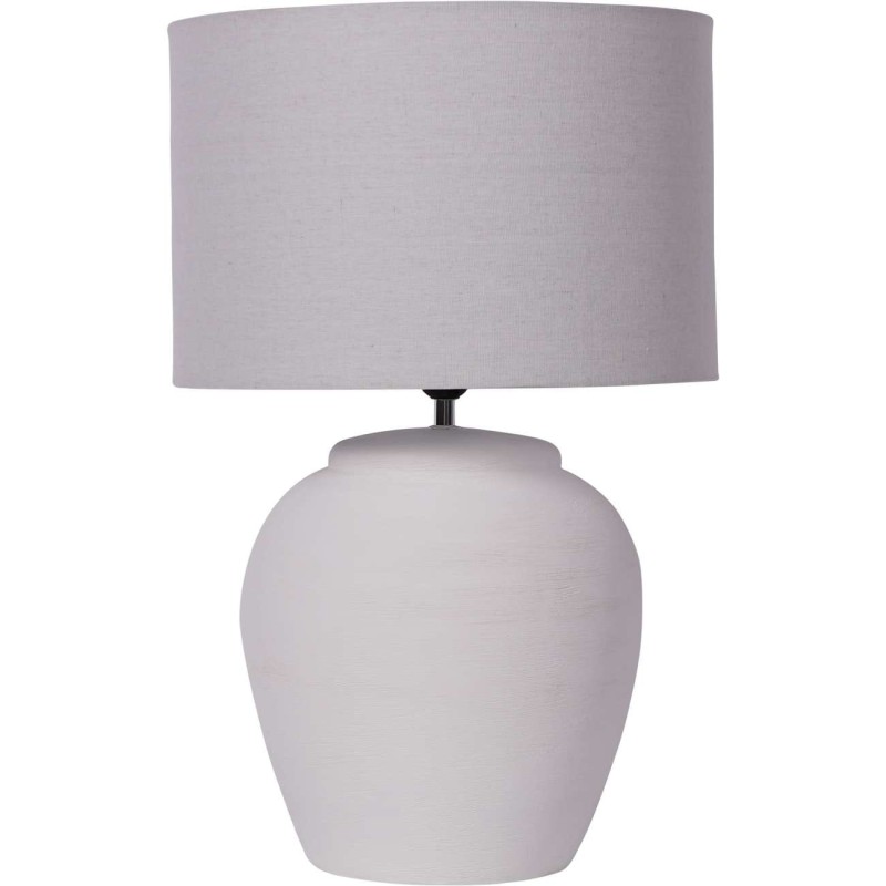 Biała lampa stołowa z abażurem Classic Textured 57,5 cm ceramiczna podstawa