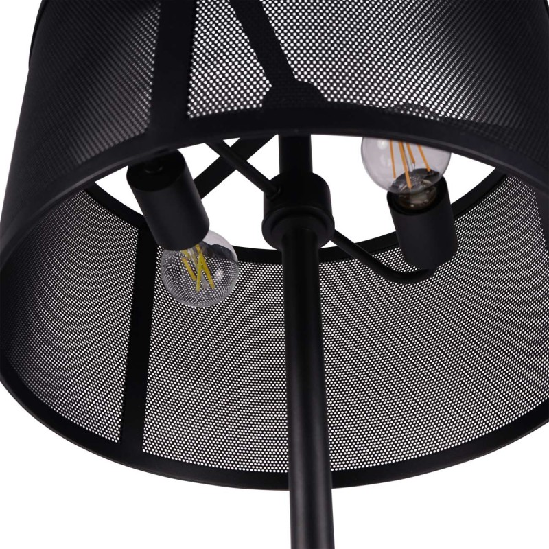 Czarna lampa podłogowa Black Mesh 145 cm marmurowa podstawa metalowy klosz
