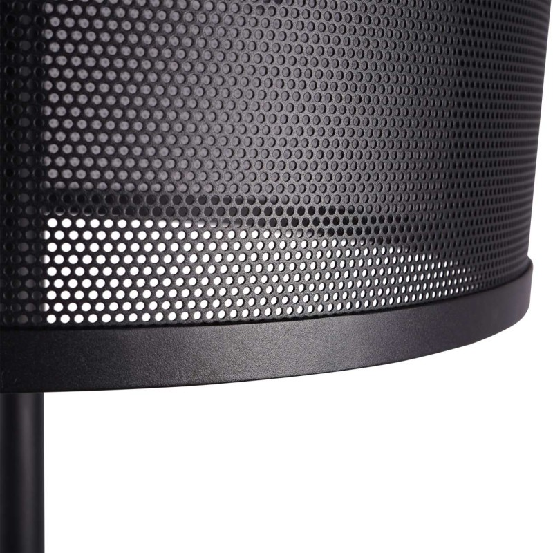 Czarna lampa stojąca Black Mesh 145 cm marmurowa podstawa metalowy klosz