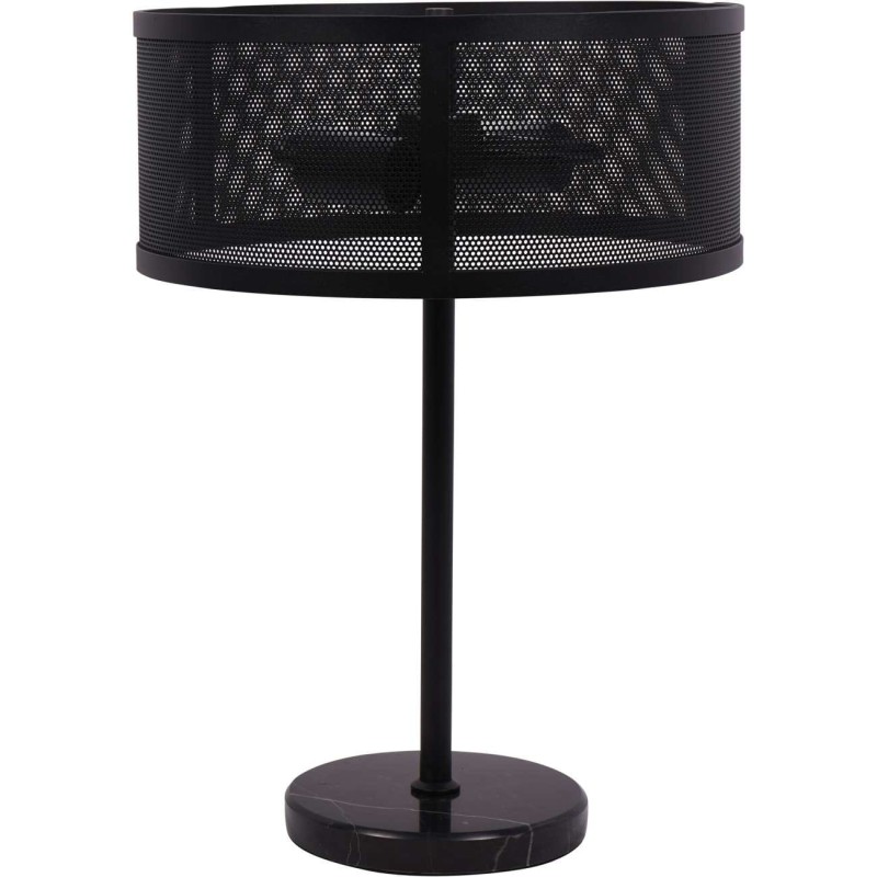 Czarna lampa stołowa Black Mesh 50 cm marmurowa podstawa metalowy klosz