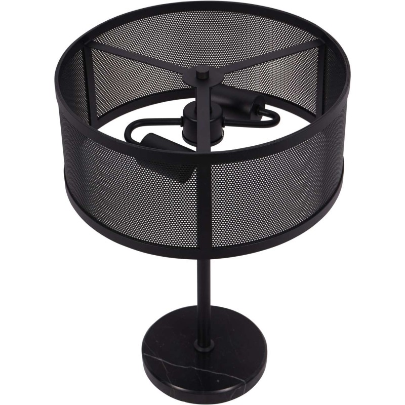 Czarna lampa stołowa Black Mesh 50 cm marmurowa podstawa metalowy klosz
