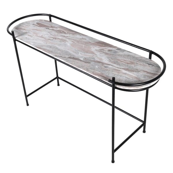 Konsola Camden 155 cm marmur blat czarna żelazna podstawa