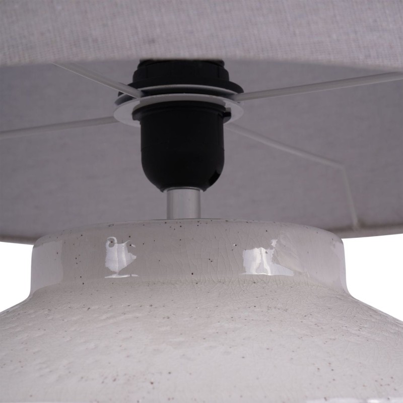 Biała lampa stołowa Portland 45,5 cm biała lniany abażur ceramiczna podstawa