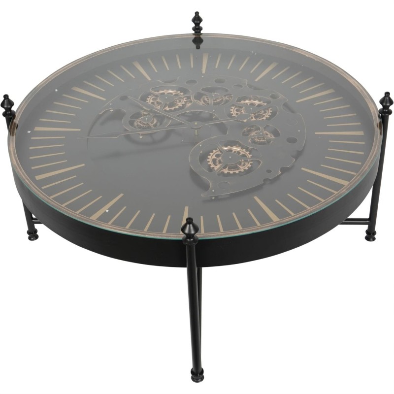 Okrągły stolik kawowy Clock Gold 100 cm z zegarem