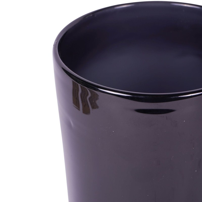 Szklany wazon Noir M 20,5 cm czarne szkło drewniana podstawa