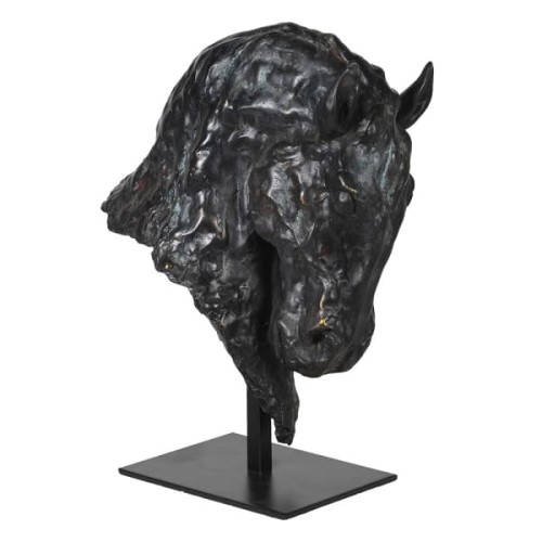 Czarna rzeźba Horse II na podstawie 40 cm żywica żelazo 
