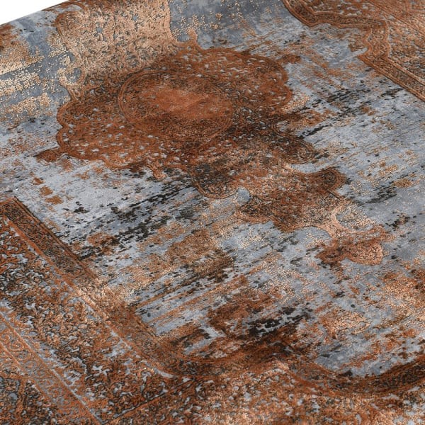 Miedziany dywan Chelsea Rust 165x235 cm rude wzory wiskoza