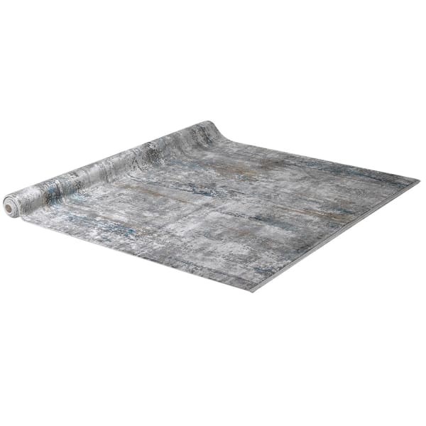 Szaro-błękitny dywan 206 x 290 cm z dekoracyjnym wzorem