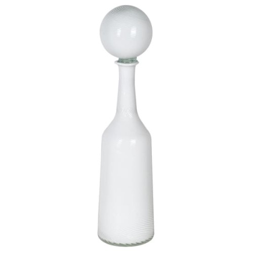 Szklana butelka karafka White Tall 58 cm białe szkło dekoracyjna kula