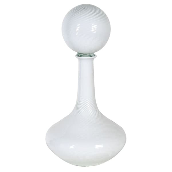 Szklana butelka karafka White S 42 cm białe szkło dekoracyjna kula