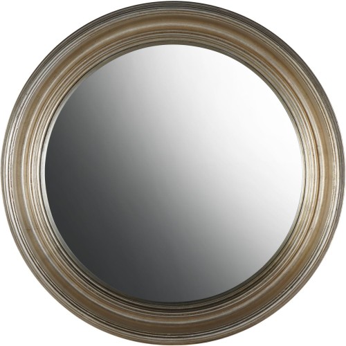 Okrągłe lustro Esher Silver M 82 cm drewniana rama wypukłe lustro 