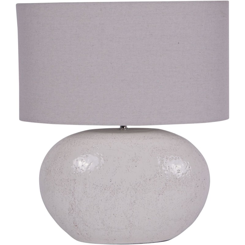 Lampa stołowa z białą podstawą z terakoty