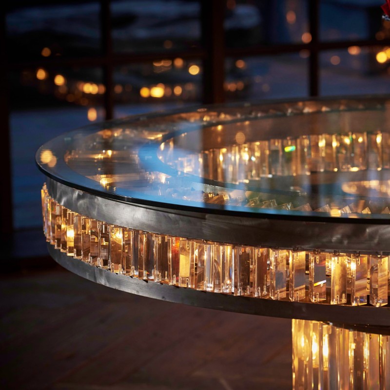 Stół do jadalni okrągły Rex 158 cm luksusowe szkło wysokiej jakości unikat