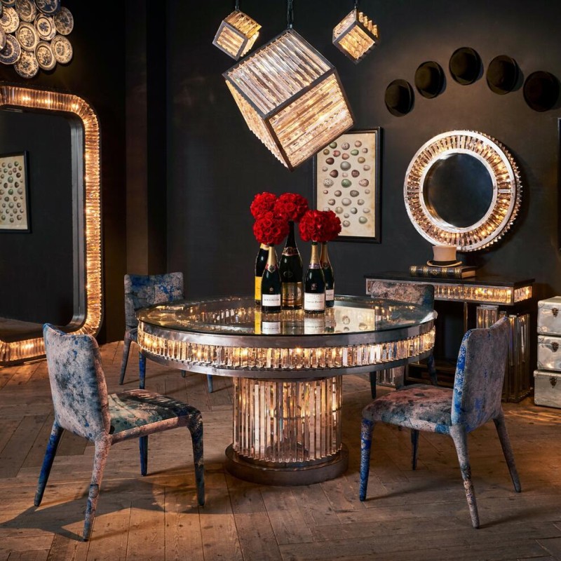 Stół do jadalni okrągły Rex 158 cm luksusowe szkło wysokiej jakości unikat