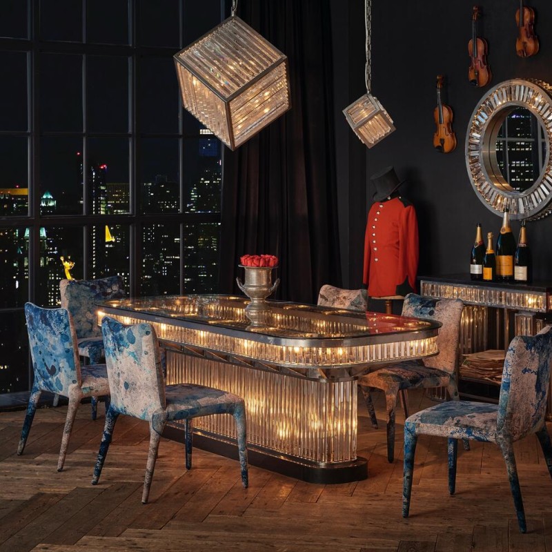 Stół do jadalni prostokątny Rex 240x100 cm luksusowe szkło wysokiej jakości unikat