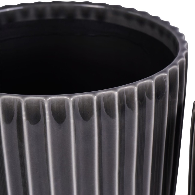 Trzy donice ceramiczne Brompton Trio czarne 22 cm donice do salonu