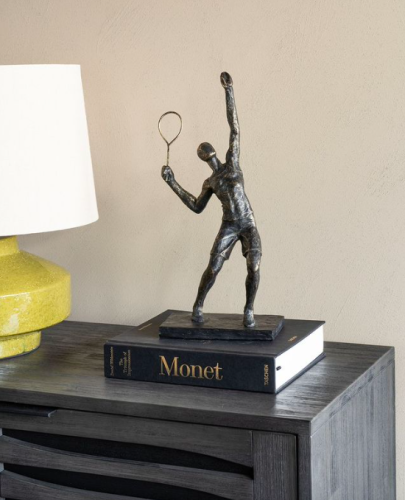 Rzeźba Chiswick Sport tenis 38 cm antyczny brąz poliresin figurka dekoracyjna tenisista