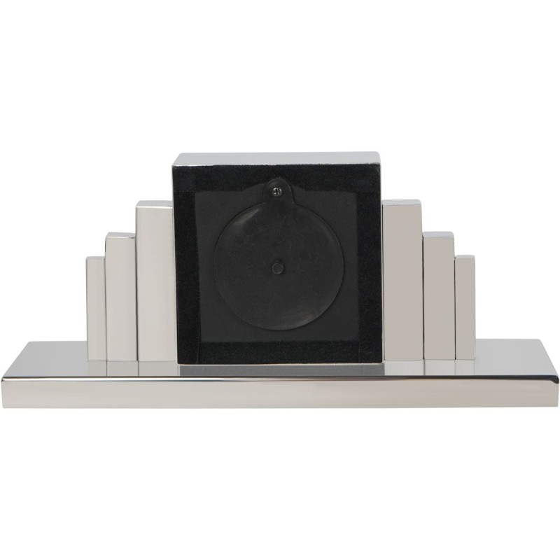 Stalowy zegar kominkowy Art Deco 34,5 cm srebrny zegar stojący