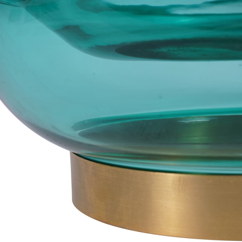 Szklana misa dekoracyjna Ocean 26x11 cm niebieskie szkło złote detale