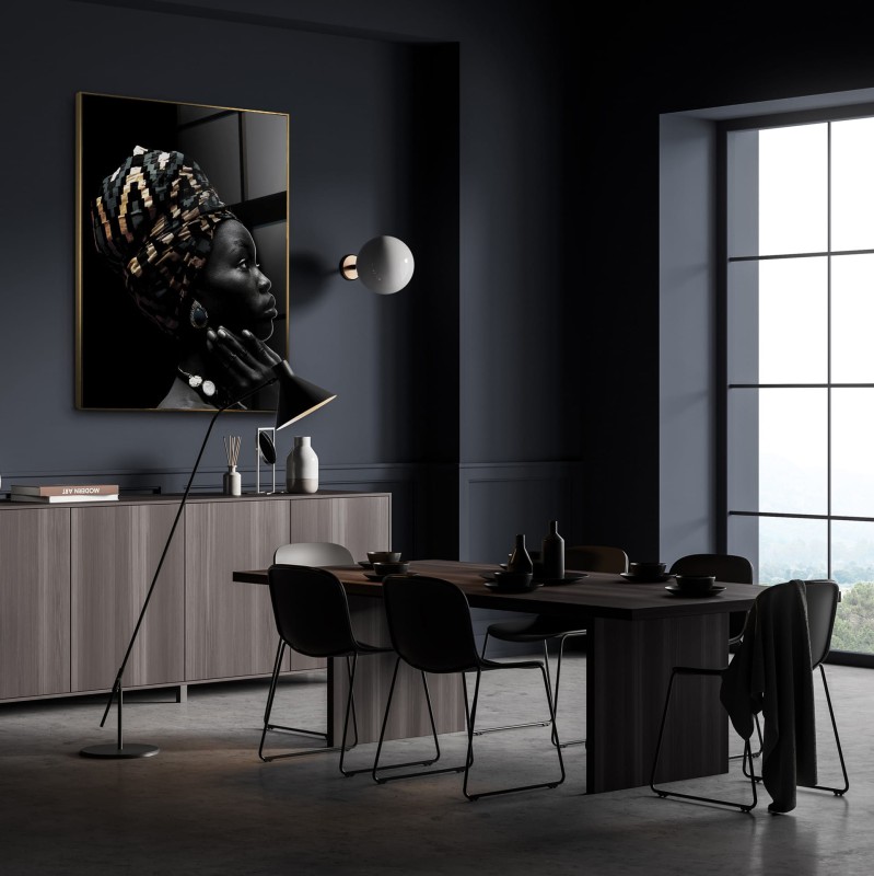 Obraz szklany glasspik Oriental Glow za szkłem, złota rama 80x120 cm