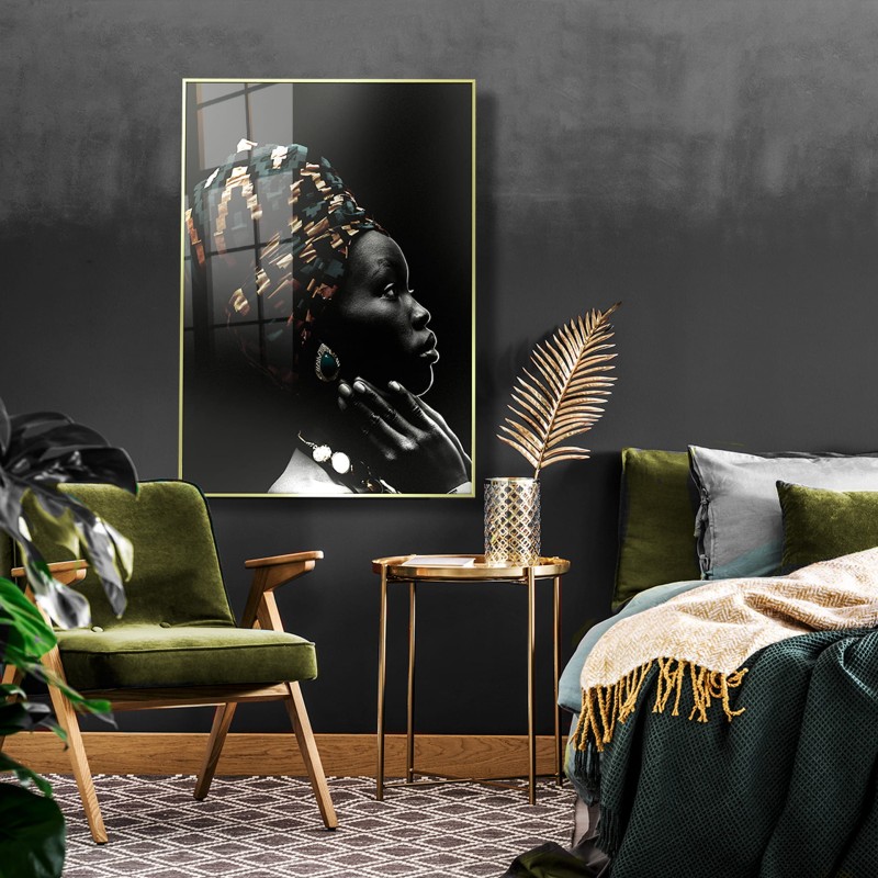 Obraz szklany glasspik Oriental Glow za szkłem, złota rama 80x120 cm