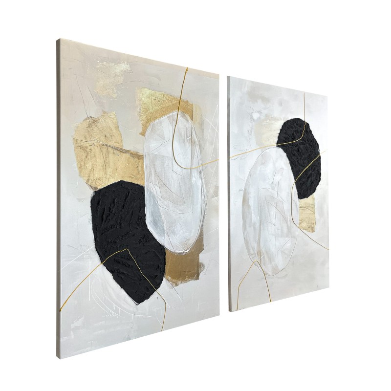 Nowoczesny obraz dwa panele Linton 50x170 cm biel złoto czerń