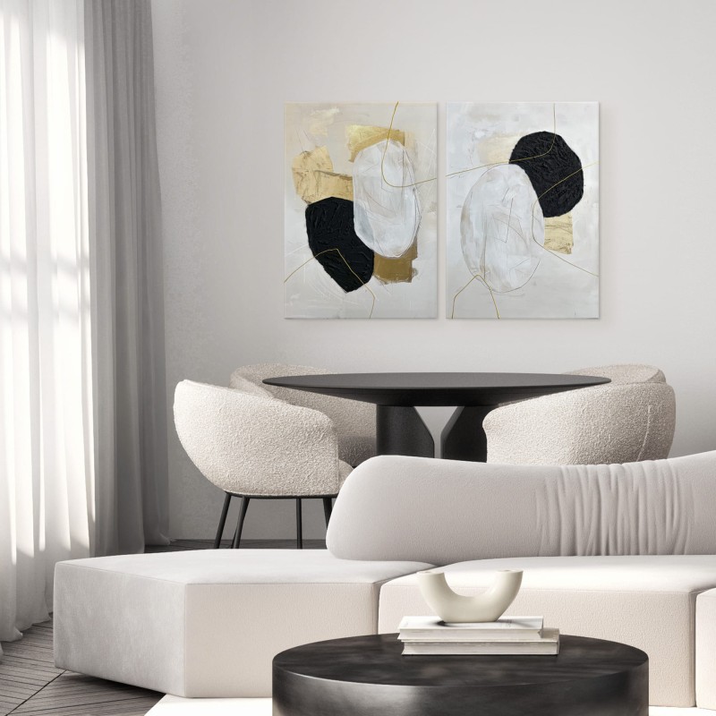 Nowoczesny obraz dwa panele Linton 50x170 cm biel złoto czerń