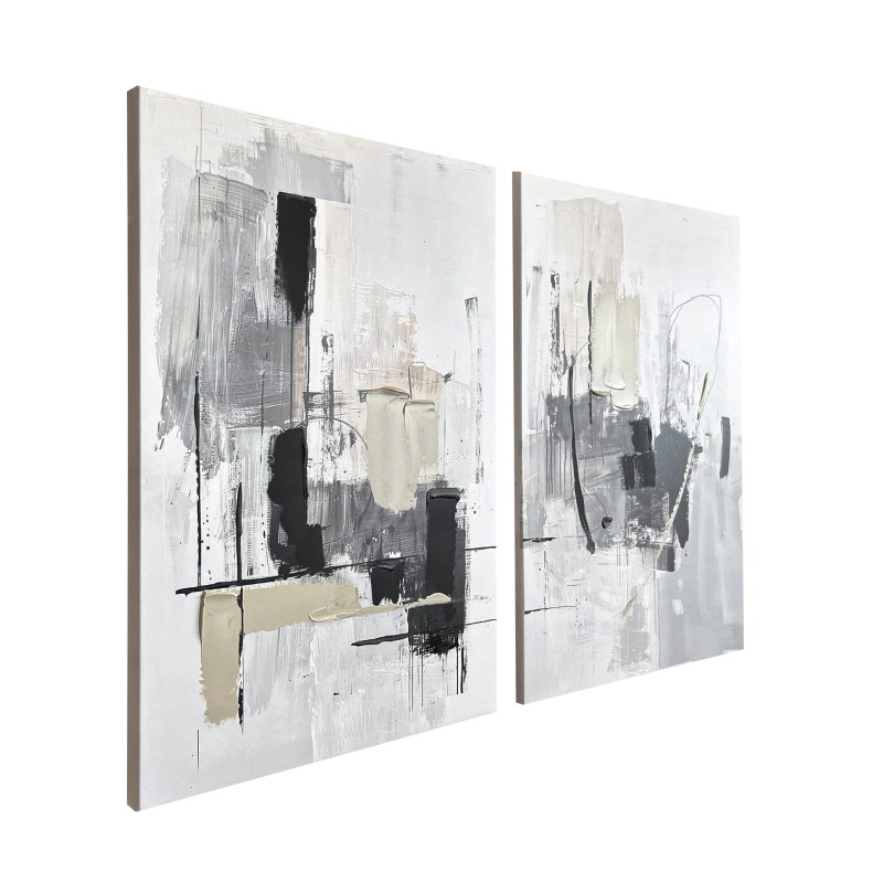 Nowoczesny obraz dwa panele Abstract Beige 50x70 cm biel i beż