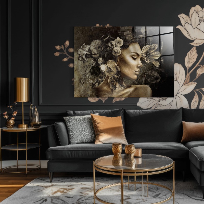 Obraz glasspik Lady obraz za szkłem 70x100 cm metaliczny efekt