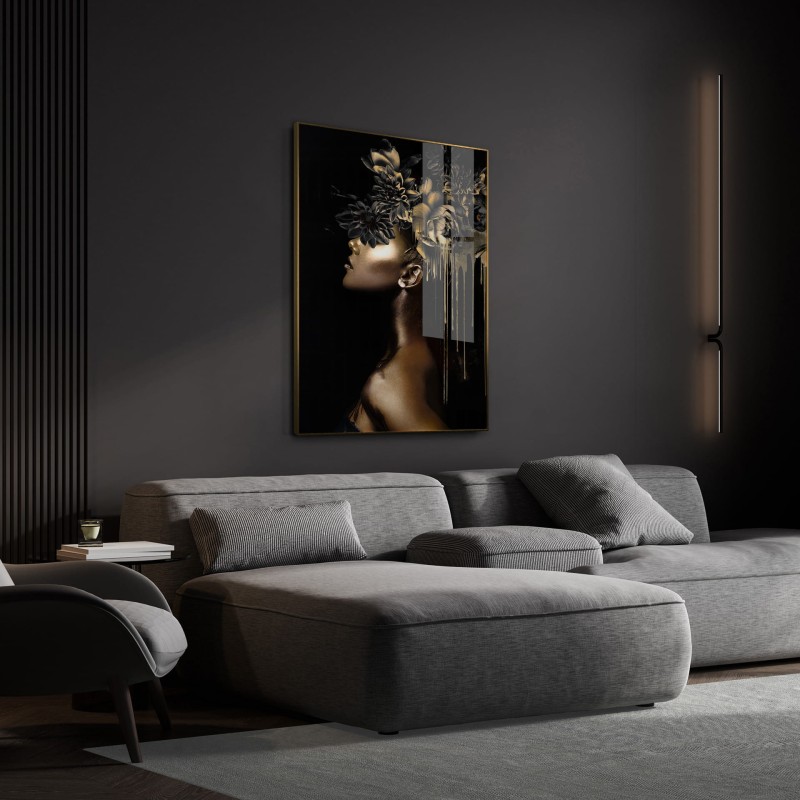 Obraz glasspik Golden Hour obraz za szkłem złota rama 80x120 cm