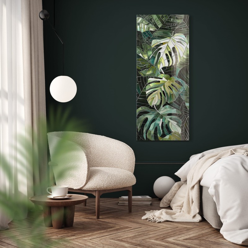 Obraz glasspik Monstera obraz za szkłem metaliczny efekt 50x125 cm