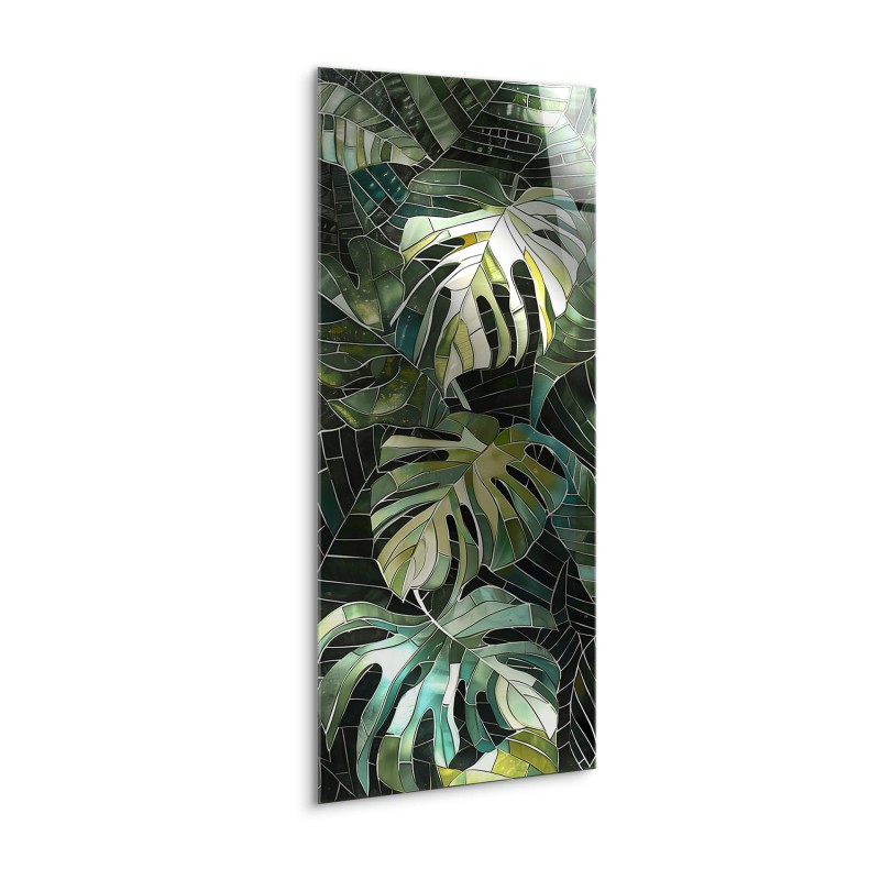 Obraz glasspik Monstera obraz za szkłem metaliczny efekt 50x125 cm